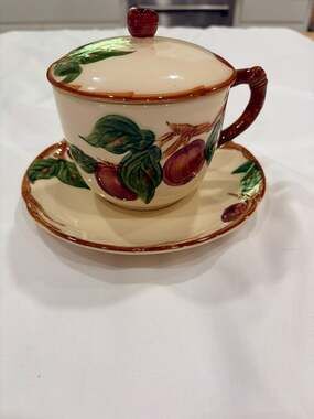 Franciscan Apple Covered Cream Soup Cup & Saucer | California Pottery | USA
